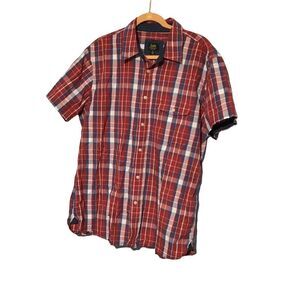 Vintage Lee Red White Plaid Button-Down Shirt XL